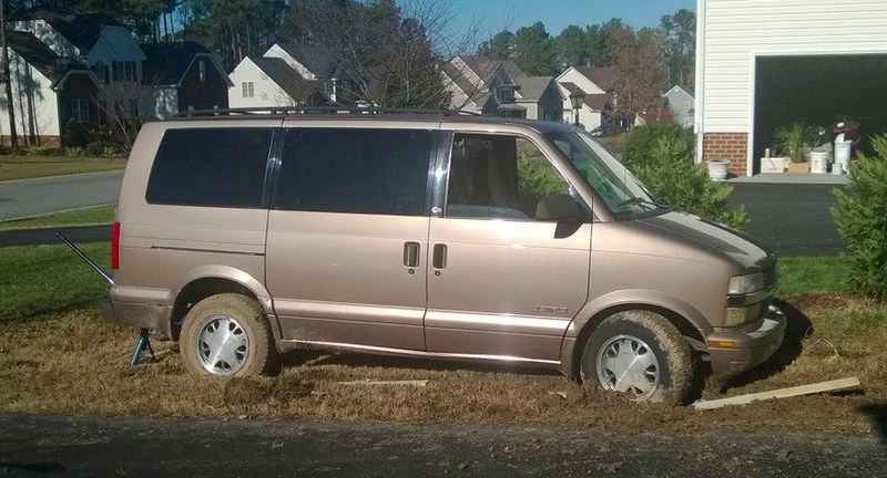 The same brother who buried the CLA did the same thing to my parents’ Chevrolet Astro van, except this is in what used to be their front yard in Virginia.